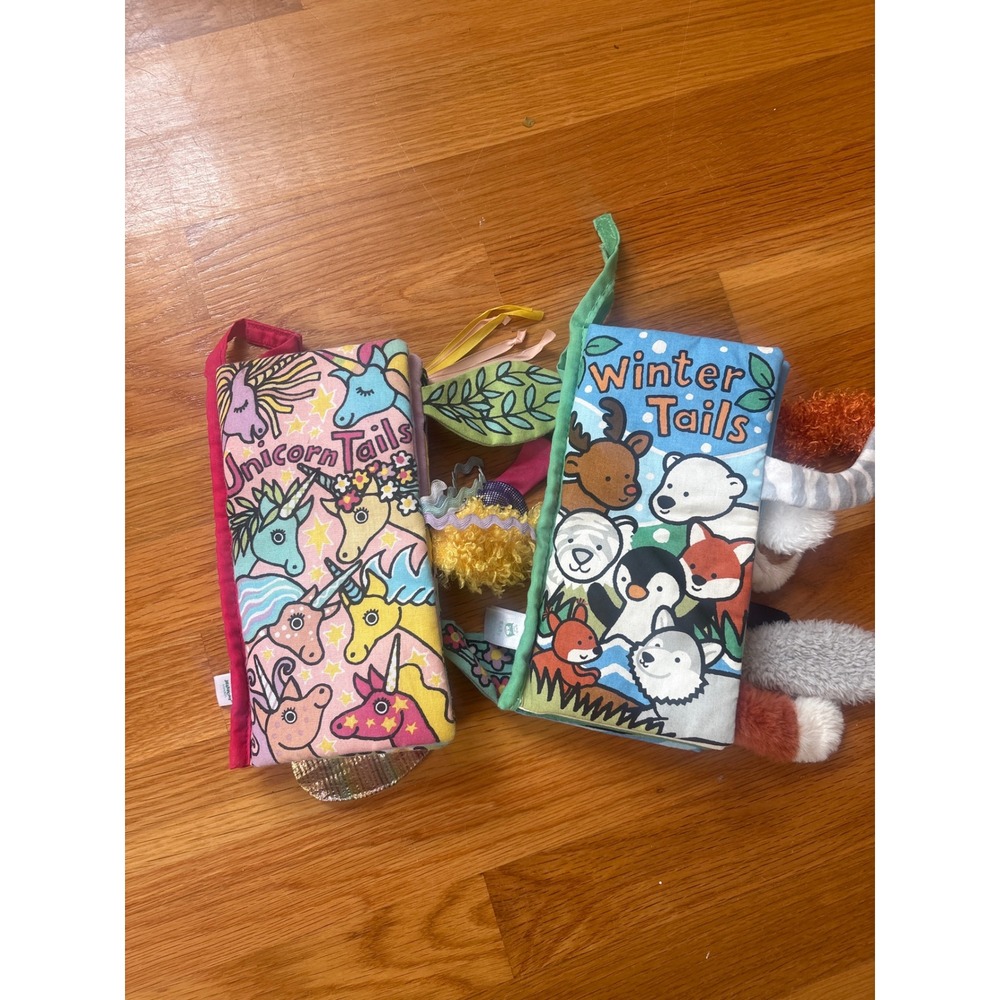 Jellycat Soft Activity Book Set Unicorn Tails and Winter Tails Sensory Toys